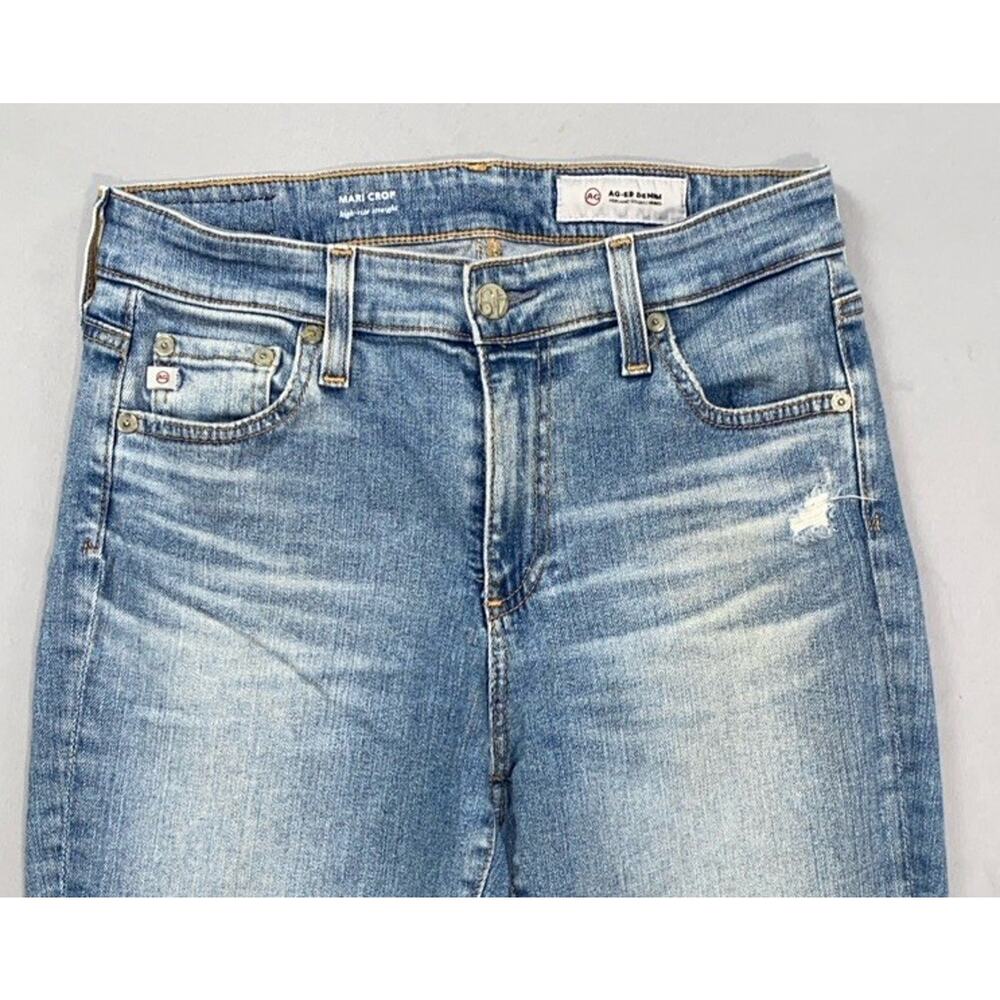 AG Mari Crop High Rise Straight Destroyed Stretch Denim Jeans. Women's 27R, GUC! - Picture 2 of 5
